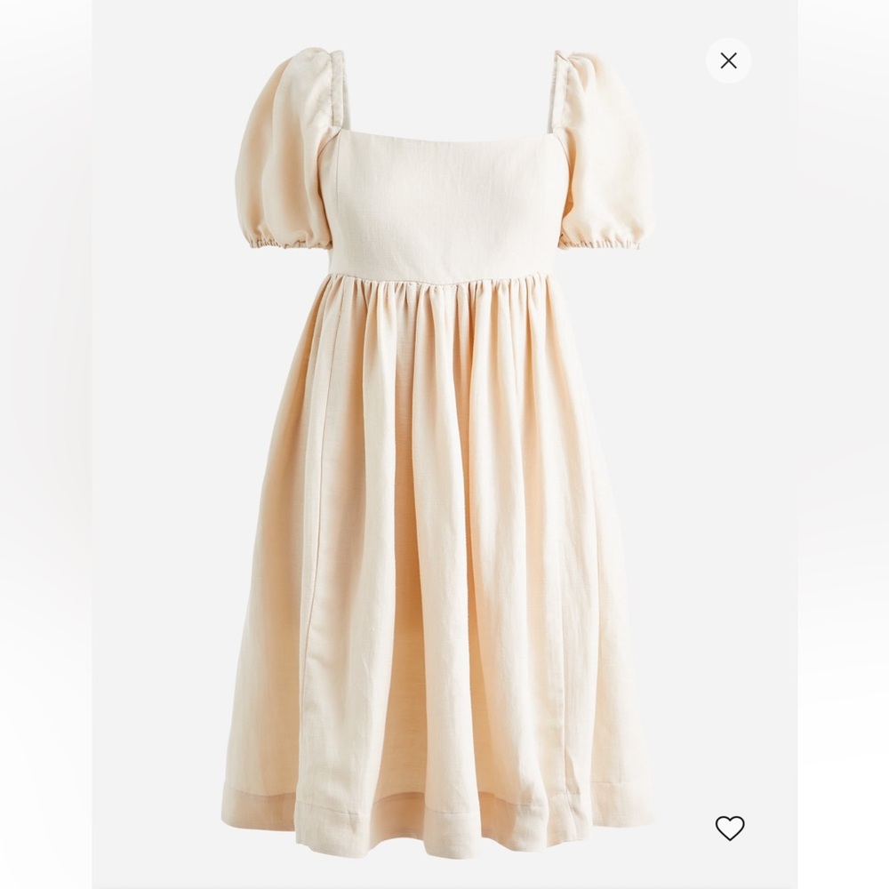 J. Crew Puff-sleeve linen-cupro blend dress size 4